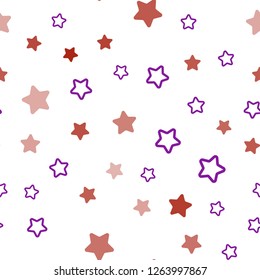 Light Blue, Red vector seamless template with sky stars. Glitter abstract illustration with colored stars. Template for business cards, websites.