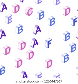 Light Blue, Red vector seamless texture with 3D ABC characters. Colorful gradient design in 3D style with signs of alphabet. Texture for window blinds, curtains.