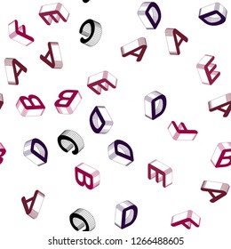 Light Blue, Red vector seamless background with 3D signs of alphabet. Shining colorful 3D illustration with isolated letters. Pattern for design of fabric, wallpapers.
