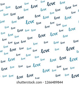 Light Blue, Red vector seamless pattern with phrase LOVE YOU. Phrase LOVE YOU with colorful gradient in abstract style. Design for wallpaper, fabric makers.