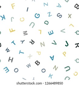 Light Blue, Red vector seamless layout with latin alphabet. Modern geometrical illustration with ABC english symbols. Pattern for trendy fabric, wallpapers.