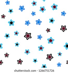 Light Blue, Red vector seamless pattern with christmas stars. Stars on blurred abstract background with gradient. Pattern for design of fabric, wallpapers.