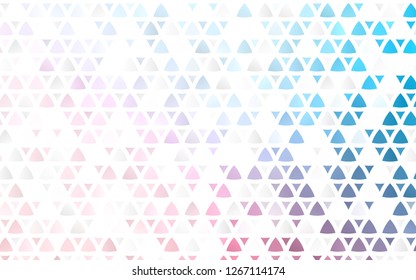 Light Blue, Red vector seamless backdrop with lines, triangles. Illustration with set of colorful triangles. Pattern for design of window blinds, curtains.