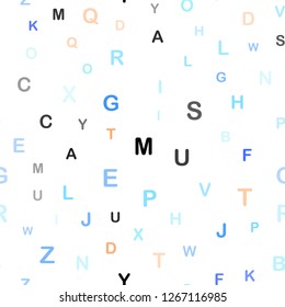 Light Blue, Red vector seamless template with isolated letters. Blurred design in simple style with signs of alphabet. Pattern for design of fabric, wallpapers.