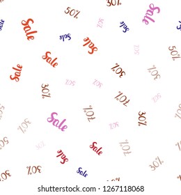 Light Blue, Red vector seamless layout with discount of 30, 50, 70%. Colorful set of  percentage signs in simple style. Design for business ads, commercials.