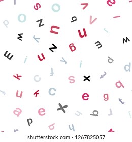Light Blue, Red vector seamless template with isolated letters. Colored alphabet signs with gradient on white background. Pattern for design of fabric, wallpapers.