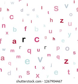 Light Blue, Red vector seamless pattern with ABC symbols. Abstract illustration with colored latin alphabet. Pattern for design of fabric, wallpapers.