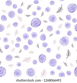 Light Blue, Red vector seamless abstract design with leaves and flowers. Brand new colored illustration with leaves and flowers. Design for textile, fabric, wallpapers.