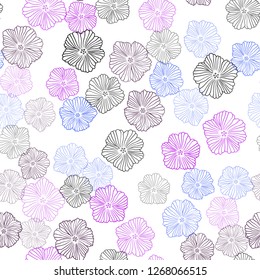 Light Blue, Red vector seamless natural artwork with flowers. An elegant bright illustration with flowers. Design for textile, fabric, wallpapers.