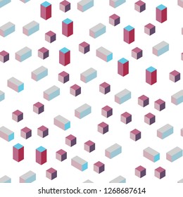 Light Blue, Red vector seamless, isometric background with rectangles. Modern abstract illustration with colorful rectangles. Design for wallpaper, fabric makers.