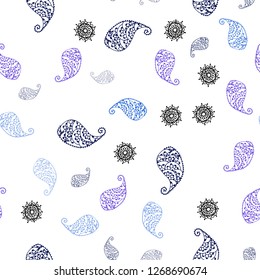 Light Blue, Red vector seamless elegant background with leaves and flowers. Illustration with doodles on abstract template. Pattern for trendy fabric, wallpapers.
