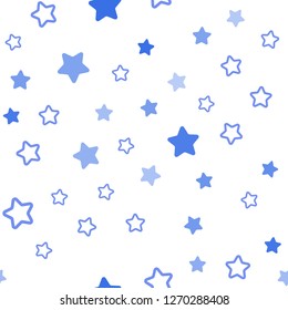 Light Blue, Red vector seamless layout with bright stars. Stars on blurred abstract background with gradient. Pattern for trendy fabric, wallpapers.