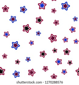 Light Blue, Red vector seamless background with colored stars. Shining colored illustration with stars. Design for textile, fabric, wallpapers.