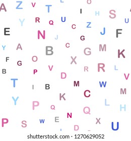 Light Blue, Red vector seamless template with isolated letters. Shining illustration with ABC symbols on abstract template. Template for business cards, websites.