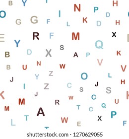 Light Blue, Red vector seamless layout with latin alphabet. Shining illustration with ABC symbols on abstract template. Pattern for trendy fabric, wallpapers.