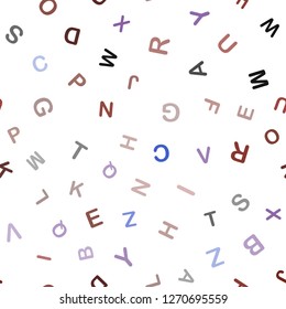 Light Blue, Red vector seamless pattern with ABC symbols. Abstract illustration with colored latin alphabet. Design for textile, fabric, wallpapers.