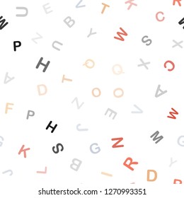 Light Blue, Red vector seamless pattern with ABC symbols. Shining colorful illustration with isolated letters. Pattern for design of fabric, wallpapers.