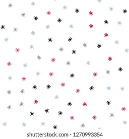Light Blue, Red vector seamless template with ice snowflakes. Glitter abstract illustration with crystals of ice. Template for business cards, websites.
