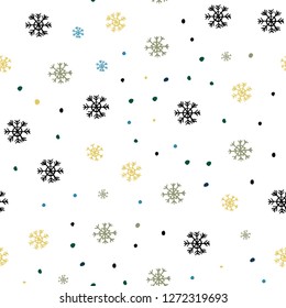Light Blue, Red vector seamless cover with beautiful snowflakes. Colorful decorative design in xmas style with snow. Template for business cards, websites.