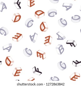 Light Blue, Red vector seamless backdrop with 3D english symbols. Modern geometrical illustration with 3D ABC english symbols. Design for textile, fabric, wallpapers.