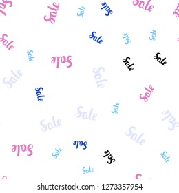 Light Blue, Red vector seamless texture with selling simbols. Gradient illustration with discount signs on white backdrop. Backdrop for mega promotions, discounts.