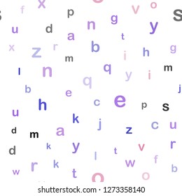 Light Blue, Red vector seamless background with signs of alphabet. Shining colorful illustration with isolated letters. Pattern for design of fabric, wallpapers.