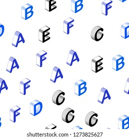 Light Blue, Red vector seamless texture with 3D ABC characters. Modern geometrical illustration with 3D ABC english symbols. Texture for window blinds, curtains.