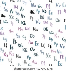 Light Blue, Red vector seamless background with signs of alphabet. Colored alphabet signs with gradient on white background. Design for wallpaper, fabric makers.