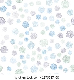 Light Blue, Red vector seamless doodle backdrop with flowers. Illustration with colorful abstract doodle flowers. Design for textile, fabric, wallpapers.