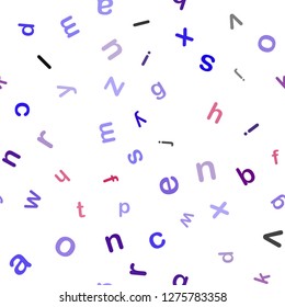 Light Blue, Red vector seamless template with isolated letters. Abstract illustration with colored latin alphabet. Pattern for design of fabric, wallpapers.