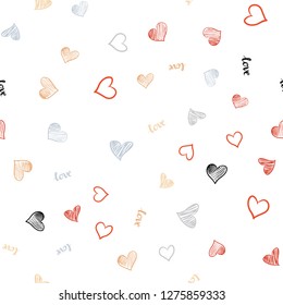 Light Blue, Red vector seamless cover with quote LOVE YOU, hearts. Colorful illustration with quote LOVE YOU, hearts. Pattern for design of fabric, wallpapers.