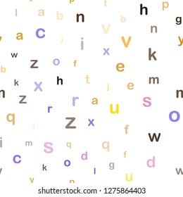 Light Blue, Red vector seamless backdrop with english symbols. Shining colorful illustration with isolated letters. Pattern for trendy fabric, wallpapers.