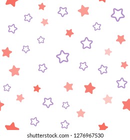 Light Blue, Red vector seamless template with sky stars. Shining colored illustration with stars. Texture for window blinds, curtains.