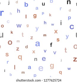 Light Blue, Red vector seamless texture with ABC characters. Blurred design in simple style with signs of alphabet. Pattern for trendy fabric, wallpapers.