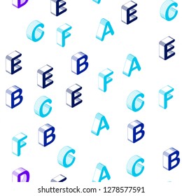 Light Blue, Red vector seamless template with 3D isolated letters. Colorful gradient design in 3D style with signs of alphabet. Pattern for trendy fabric, wallpapers.