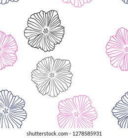 Light Blue, Red vector seamless elegant template with flowers. Colorful illustration in doodle style with flowers. Texture for window blinds, curtains.