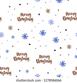 Light Blue, Red vector seamless pattern with christmas snowflakes. Colorful decorative design in xmas style with snow. Trendy design for wallpaper, fabric makers.