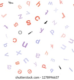 Light Blue, Red vector seamless backdrop with english symbols. Modern geometrical illustration with ABC english symbols. Texture for window blinds, curtains.
