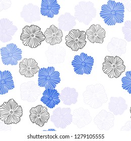 Light Blue, Red vector seamless natural backdrop with flowers. Glitter abstract illustration with flowers. Texture for window blinds, curtains.
