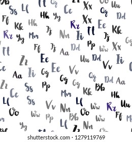 Light Blue, Red vector seamless pattern with ABC symbols. Shining colorful illustration with isolated letters. Texture for window blinds, curtains.