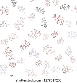 Light Blue, Red vector seamless elegant pattern with branches. Sketchy doodles on white background. Pattern for trendy fabric, wallpapers.