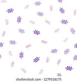 Light Blue, Red vector seamless natural backdrop with leaves. A vague abstract illustration with leaves in doodles style. Pattern for design of fabric, wallpapers.