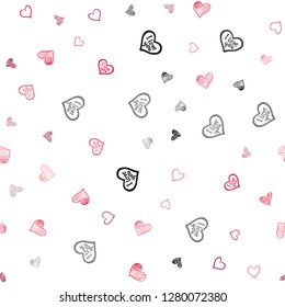 Light Blue, Red vector seamless template with doodle hearts. Illustration with hearts in love concept for valentine's day. Pattern can be used for valentine's ad, booklets.