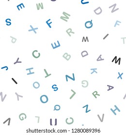 Light Blue, Red vector seamless template with isolated letters. Shining illustration with ABC symbols on abstract template. Pattern for trendy fabric, wallpapers.