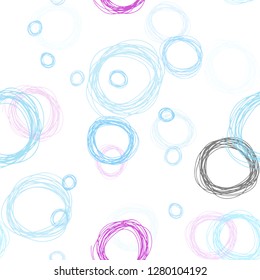 Light Blue, Red vector seamless pattern with spheres. Beautiful colored illustration with blurred circles in nature style. Pattern for trendy fabric, wallpapers.