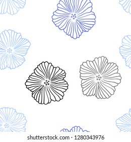 Light Blue, Red vector seamless natural pattern with flowers. Flowers in natural style on white background. Texture for window blinds, curtains.