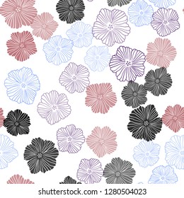 Light Blue, Red vector seamless natural background with flowers. Shining colored illustration with flowers. Pattern for trendy fabric, wallpapers.