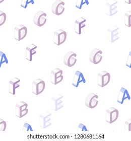 Light Blue, Red vector seamless layout with 3D latin alphabet. Colorful 3D alphabet signs with gradient on white background. Design for textile, fabric, wallpapers.