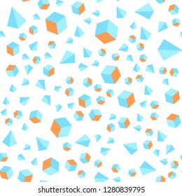 Light Blue, Red vector seamless, isometric texture with poly style with cubes. Illustration with colorful triangles, rectangles. Texture for window blinds, curtains.