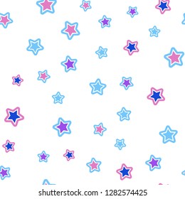 Light Blue, Red vector seamless cover with small and big stars. Blurred decorative design in simple style with stars. Design for textile, fabric, wallpapers.
